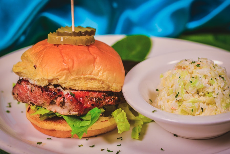 Eatz Grill burger served with coleslaw