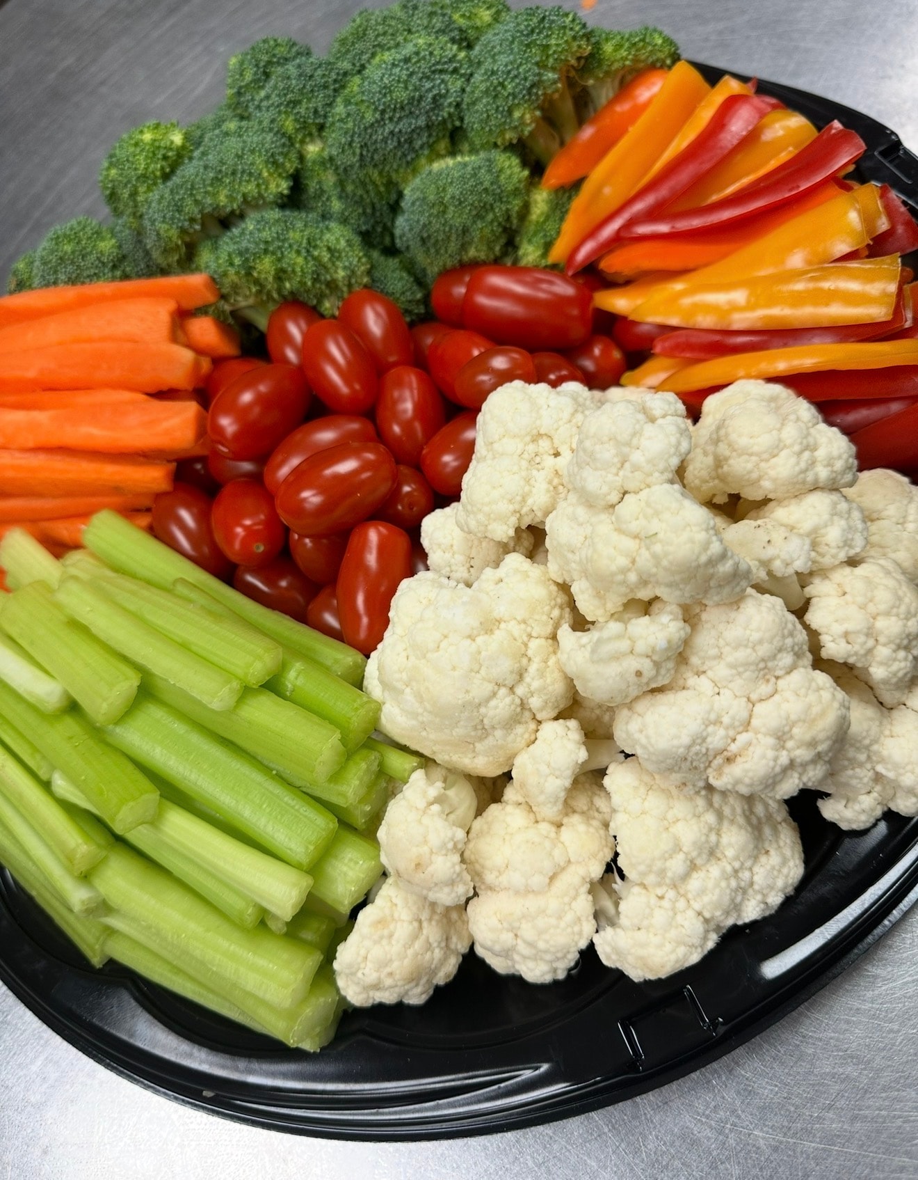 Fresh vegetable platter prepared for Eatz Grill catering